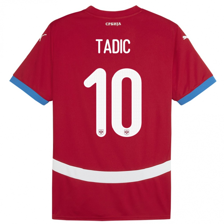 Gyermek Labdarúgás Szerbia Dusan Tadic #10 Piros Hazai Jersey 24-26 Mez Póló Ing