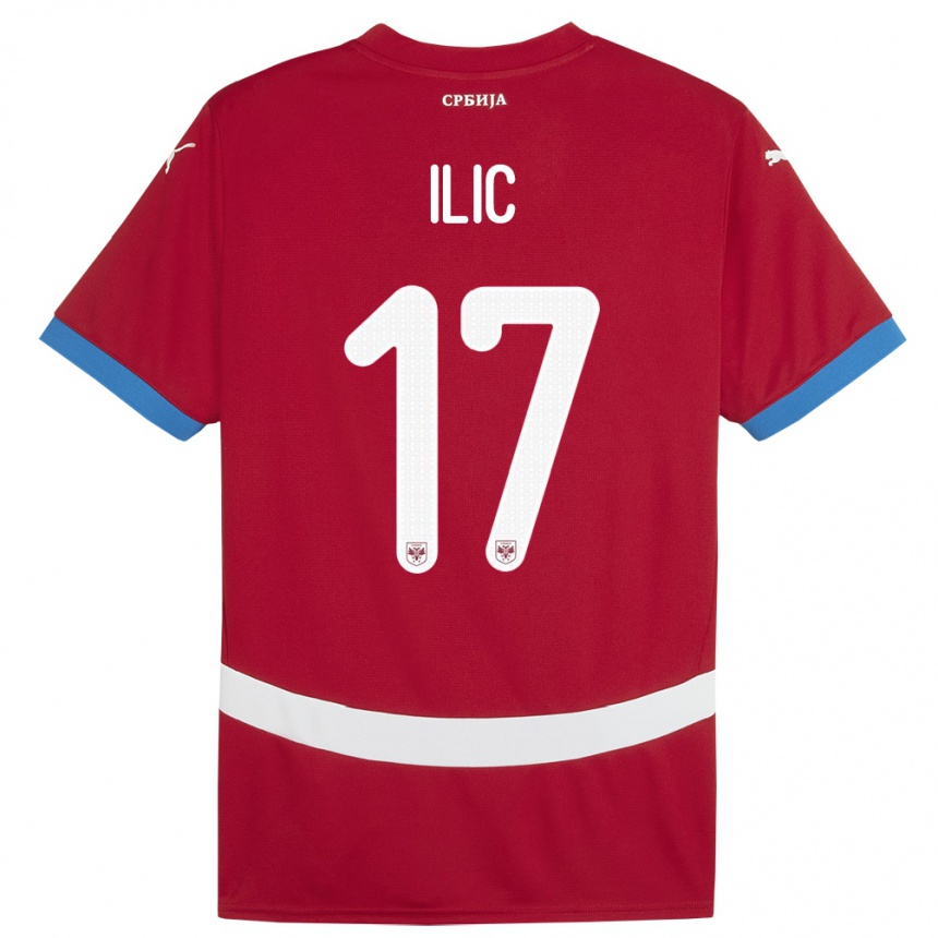 Gyermek Labdarúgás Szerbia Ivan Ilic #17 Piros Hazai Jersey 24-26 Mez Póló Ing