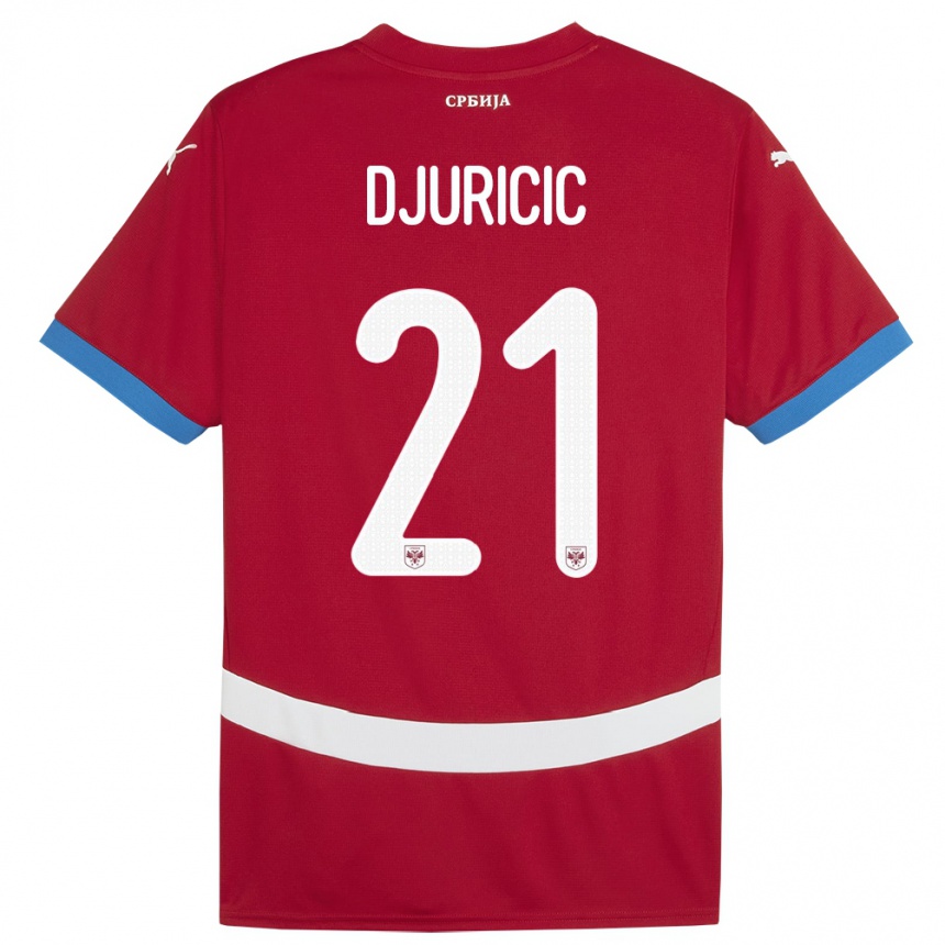 Gyermek Labdarúgás Szerbia Filip Djuricic #21 Piros Hazai Jersey 24-26 Mez Póló Ing