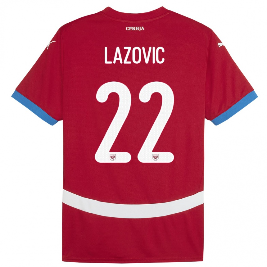 Gyermek Labdarúgás Szerbia Darko Lazovic #22 Piros Hazai Jersey 24-26 Mez Póló Ing