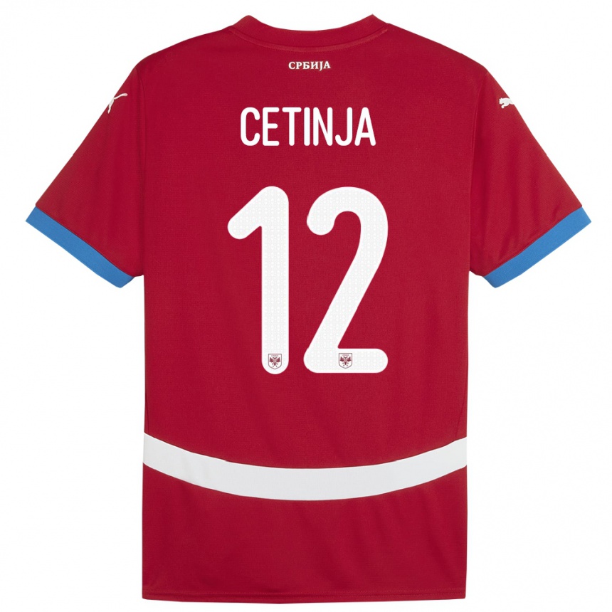 Gyermek Labdarúgás Szerbia Sara Cetinja #12 Piros Hazai Jersey 24-26 Mez Póló Ing