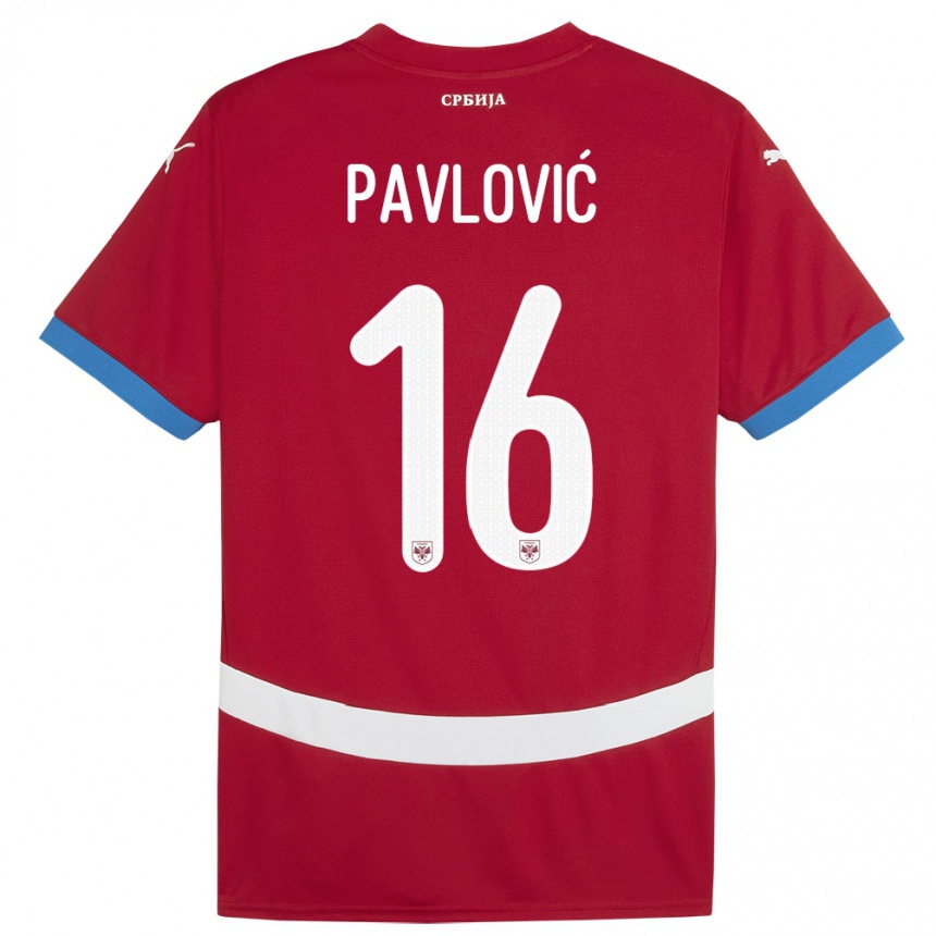 Gyermek Labdarúgás Szerbia Sara Pavlovic #16 Piros Hazai Jersey 24-26 Mez Póló Ing