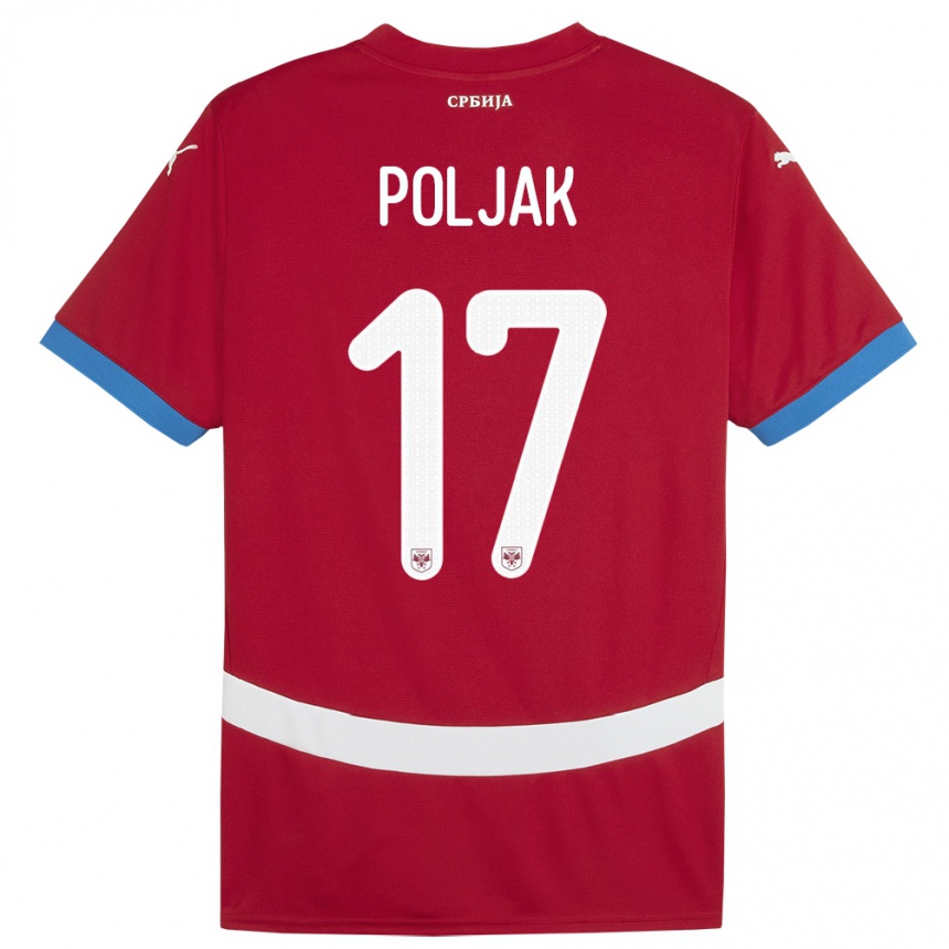 Gyermek Labdarúgás Szerbia Allegra Poljak #17 Piros Hazai Jersey 24-26 Mez Póló Ing