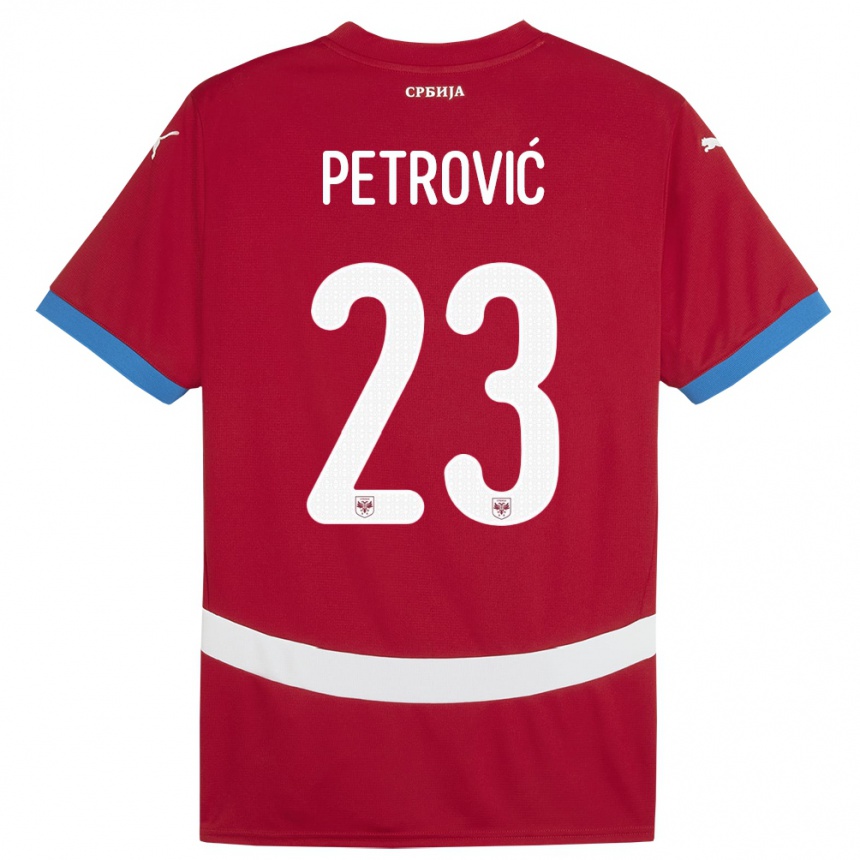 Gyermek Labdarúgás Szerbia Jovana Petrovic #23 Piros Hazai Jersey 24-26 Mez Póló Ing