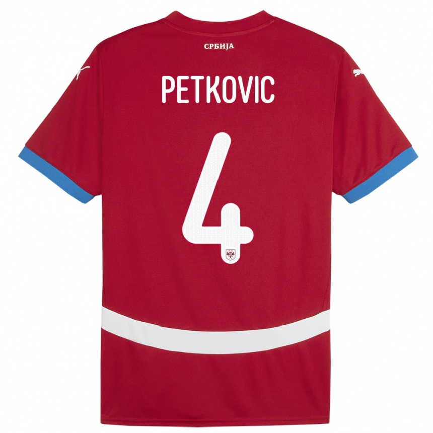 Gyermek Labdarúgás Szerbia Nikola Petkovic #4 Piros Hazai Jersey 24-26 Mez Póló Ing