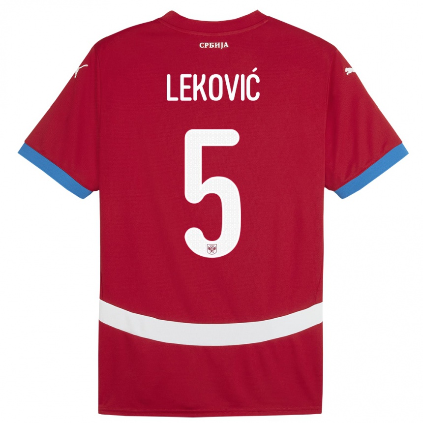 Gyermek Labdarúgás Szerbia Stefan Lekovic #5 Piros Hazai Jersey 24-26 Mez Póló Ing