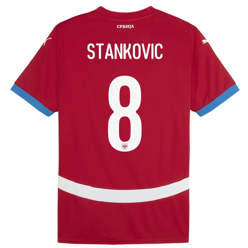 Gyermek Labdarúgás Szerbia Nikola Stankovic #8 Piros Hazai Jersey 24-26 Mez Póló Ing