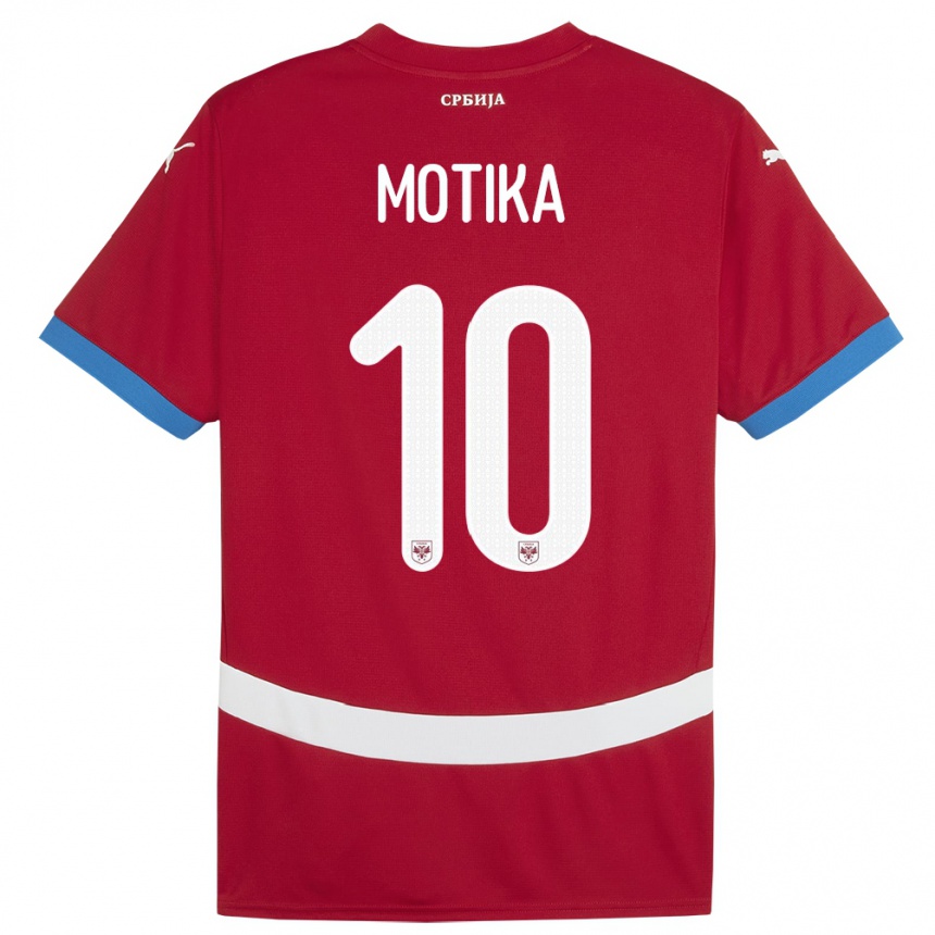 Gyermek Labdarúgás Szerbia Nemanja Motika #10 Piros Hazai Jersey 24-26 Mez Póló Ing