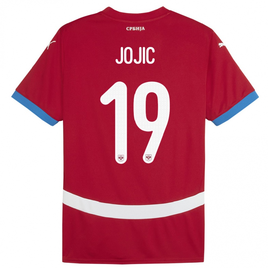 Gyermek Labdarúgás Szerbia Nikola Jojic #19 Piros Hazai Jersey 24-26 Mez Póló Ing