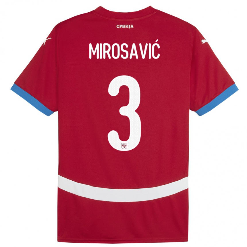 Gyermek Labdarúgás Szerbia Veljko Mirosavic #3 Piros Hazai Jersey 24-26 Mez Póló Ing