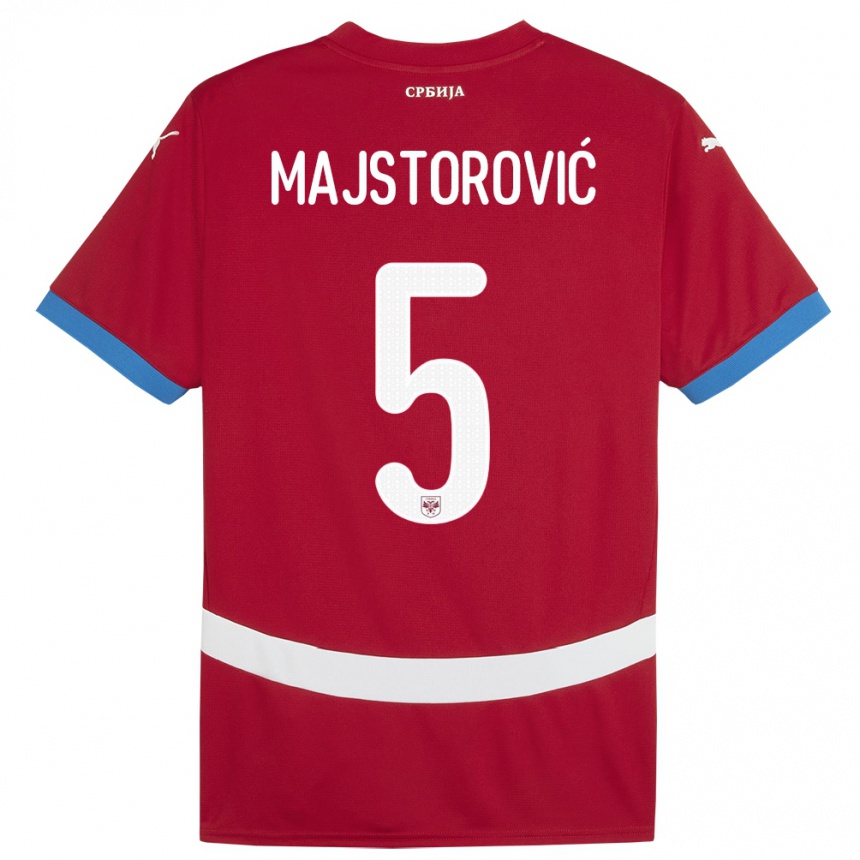 Gyermek Labdarúgás Szerbia Milan Majstorovic #5 Piros Hazai Jersey 24-26 Mez Póló Ing