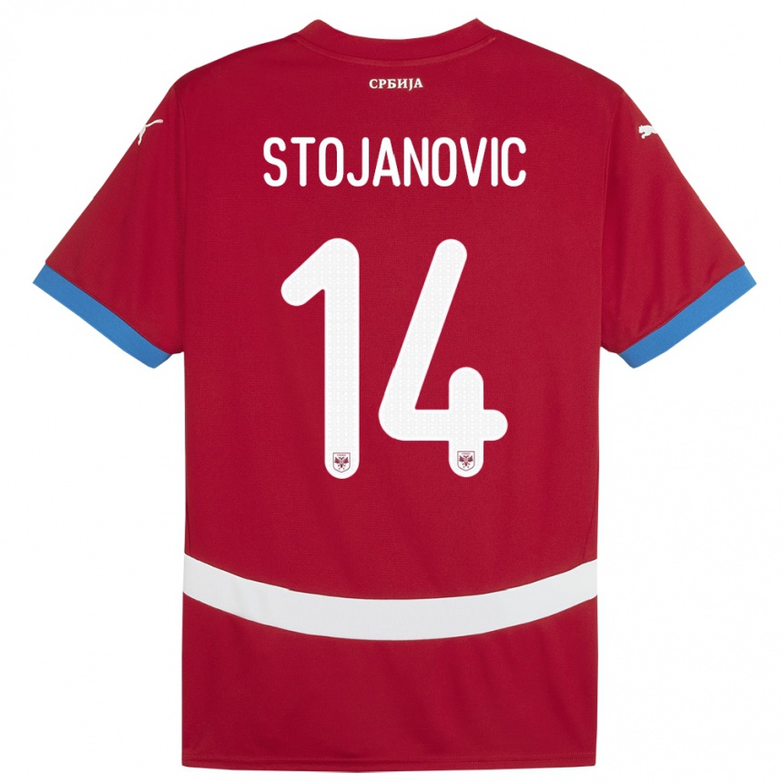 Gyermek Labdarúgás Szerbia Matija Stojanovic #14 Piros Hazai Jersey 24-26 Mez Póló Ing