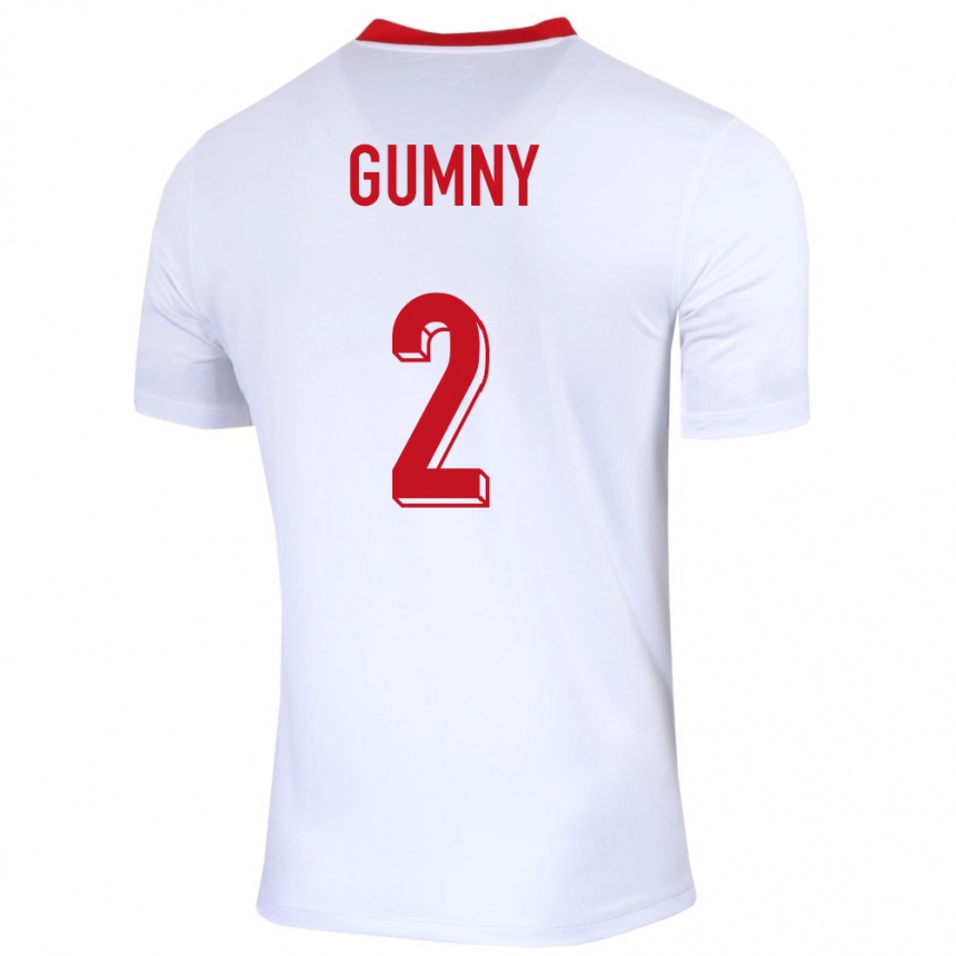 Gyermek Labdarúgás Lengyelország Robert Gumny #2 Fehér Hazai Jersey 24-26 Mez Póló Ing