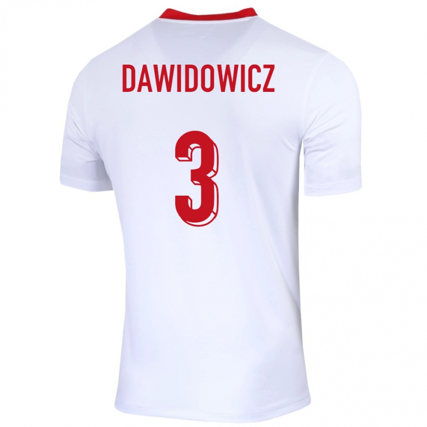 Gyermek Labdarúgás Lengyelország Pawel Dawidowicz #3 Fehér Hazai Jersey 24-26 Mez Póló Ing