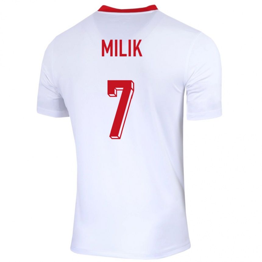 Gyermek Labdarúgás Lengyelország Arkadiusz Milik #7 Fehér Hazai Jersey 24-26 Mez Póló Ing