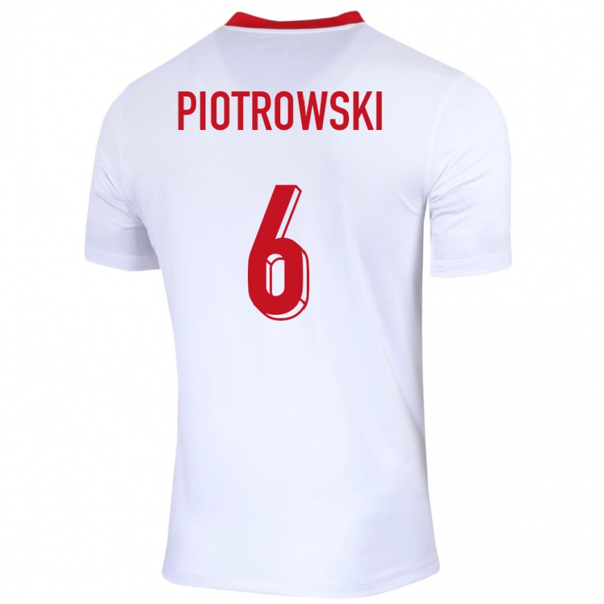 Gyermek Labdarúgás Lengyelország Jakub Piotrowski #6 Fehér Hazai Jersey 24-26 Mez Póló Ing