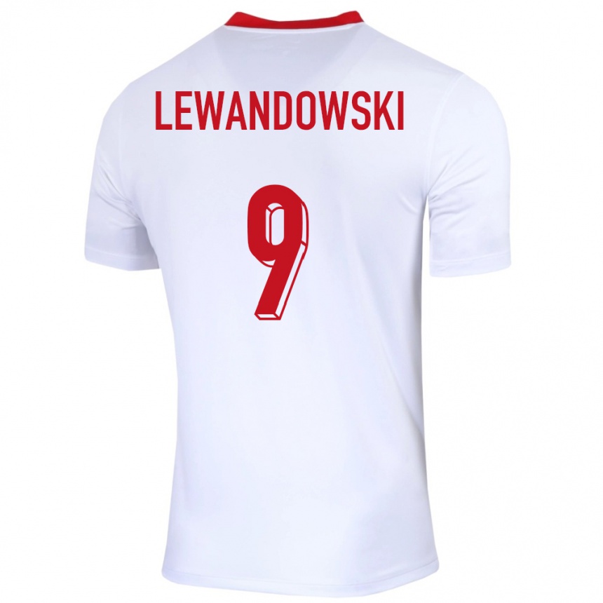 Gyermek Labdarúgás Lengyelország Robert Lewandowski #9 Fehér Hazai Jersey 24-26 Mez Póló Ing