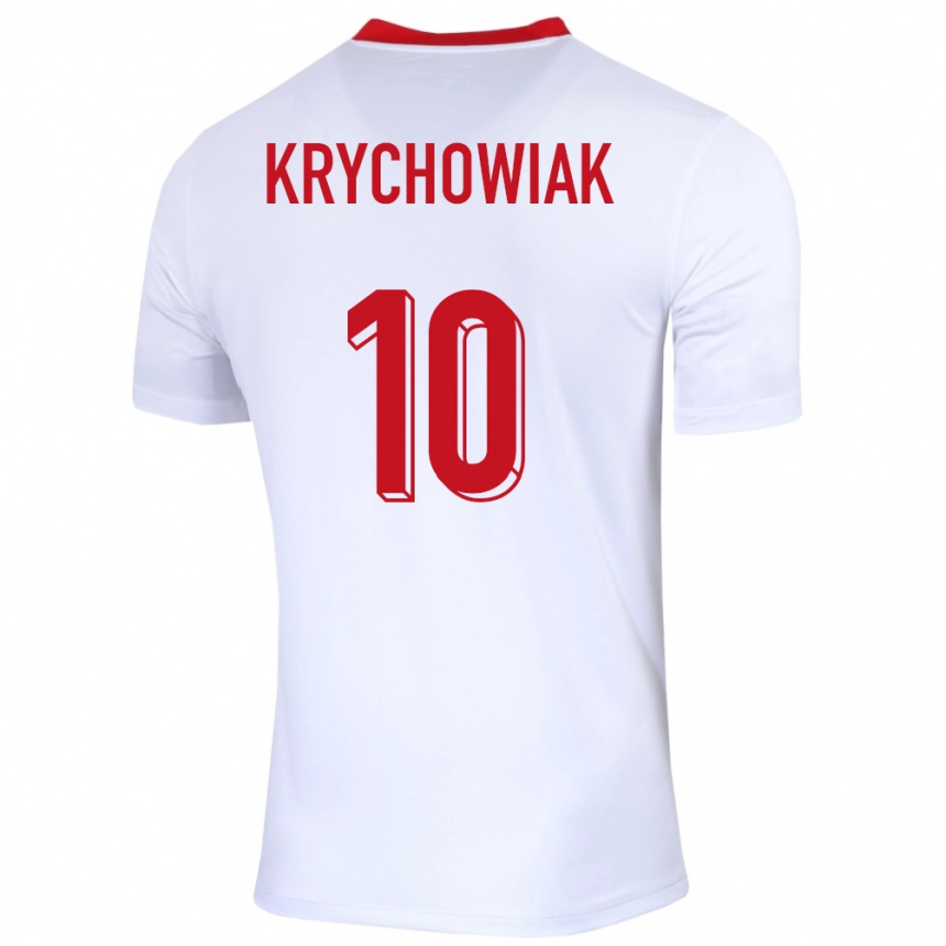 Gyermek Labdarúgás Lengyelország Grzegorz Krychowiak #10 Fehér Hazai Jersey 24-26 Mez Póló Ing