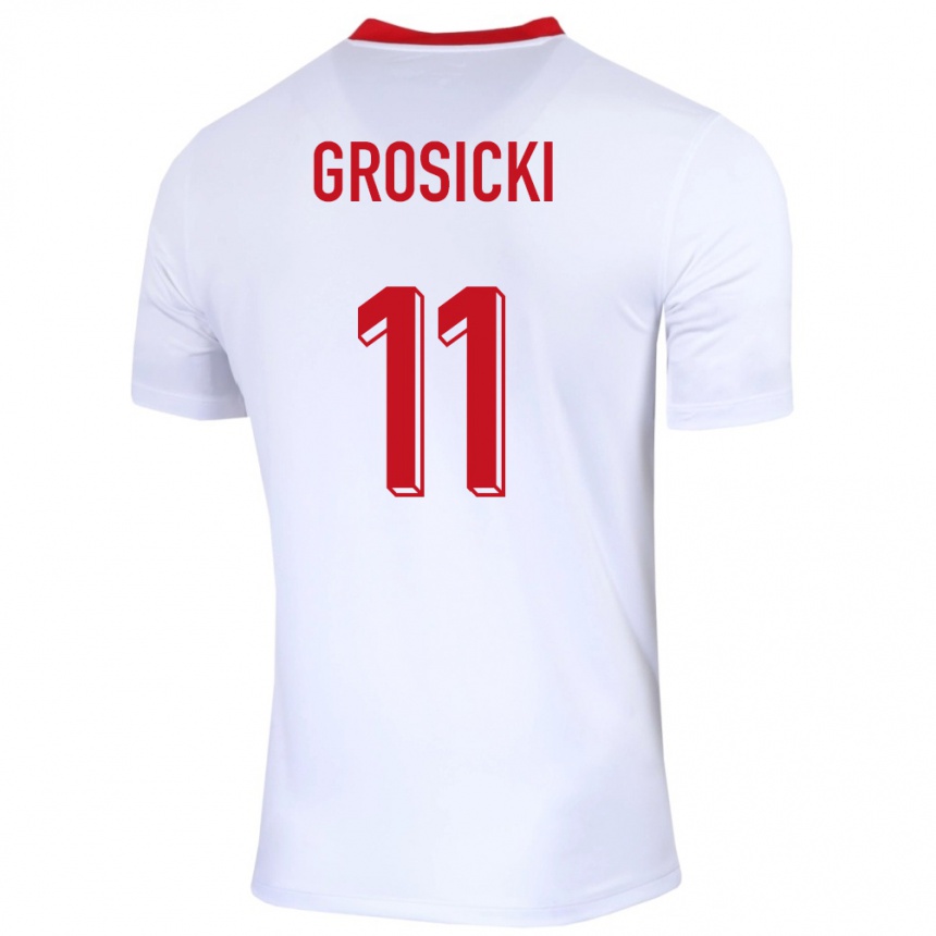 Gyermek Labdarúgás Lengyelország Kamil Grosicki #11 Fehér Hazai Jersey 24-26 Mez Póló Ing