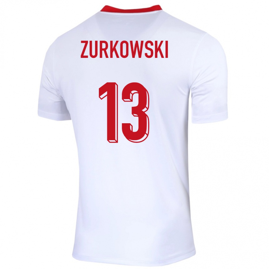 Gyermek Labdarúgás Lengyelország Szymon Zurkowski #13 Fehér Hazai Jersey 24-26 Mez Póló Ing