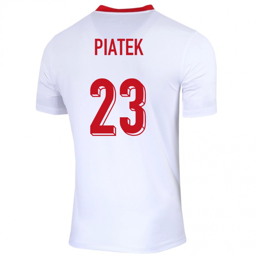 Gyermek Labdarúgás Lengyelország Krzysztof Piatek #23 Fehér Hazai Jersey 24-26 Mez Póló Ing