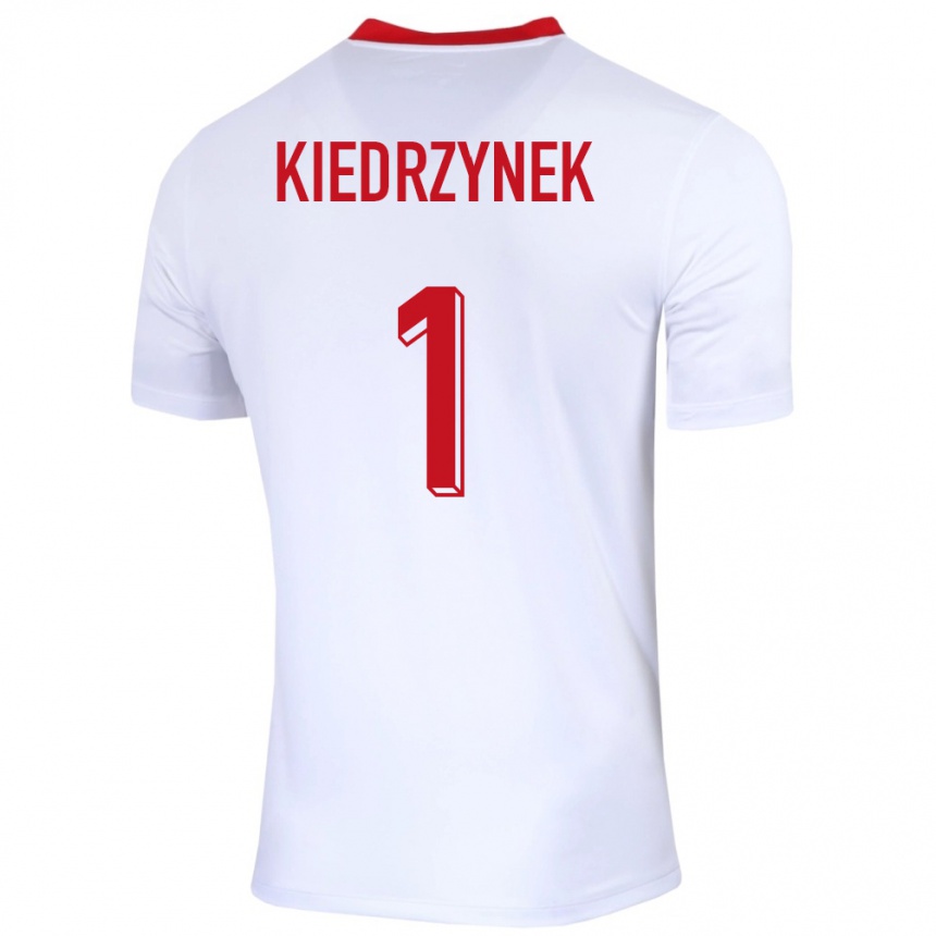 Gyermek Labdarúgás Lengyelország Katarzyna Kiedrzynek #1 Fehér Hazai Jersey 24-26 Mez Póló Ing