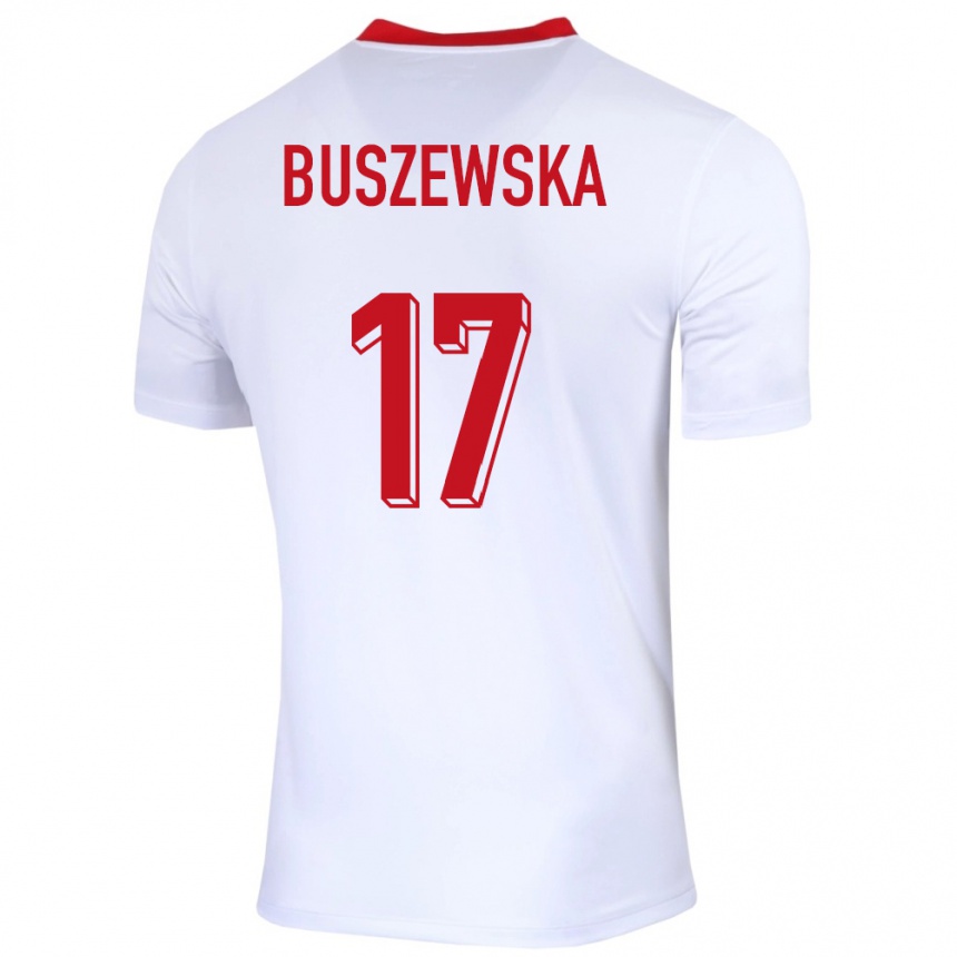 Gyermek Labdarúgás Lengyelország Zofia Buszewska #17 Fehér Hazai Jersey 24-26 Mez Póló Ing