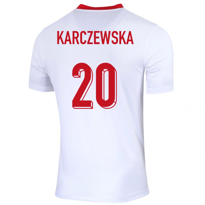 Gyermek Labdarúgás Lengyelország Nikola Karczewska #20 Fehér Hazai Jersey 24-26 Mez Póló Ing