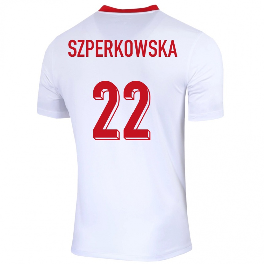 Gyermek Labdarúgás Lengyelország Oliwia Szperkowska #22 Fehér Hazai Jersey 24-26 Mez Póló Ing