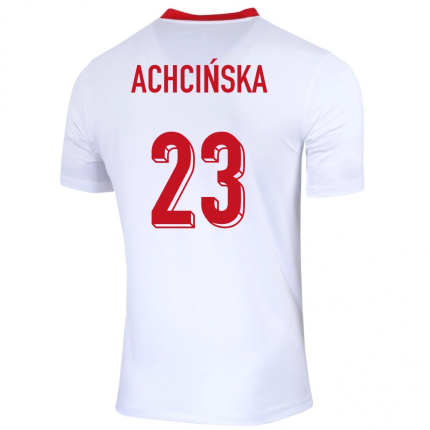 Gyermek Labdarúgás Lengyelország Adriana Achcinska #23 Fehér Hazai Jersey 24-26 Mez Póló Ing