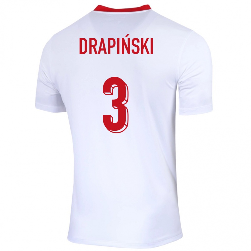 Gyermek Labdarúgás Lengyelország Igor Drapinski #3 Fehér Hazai Jersey 24-26 Mez Póló Ing