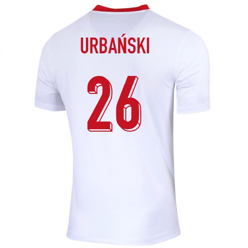 Gyermek Labdarúgás Lengyelország Kacper Urbanski #26 Fehér Hazai Jersey 24-26 Mez Póló Ing