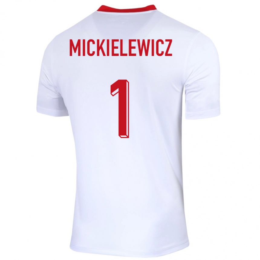 Gyermek Labdarúgás Lengyelország Aleksander Mickielewicz #1 Fehér Hazai Jersey 24-26 Mez Póló Ing