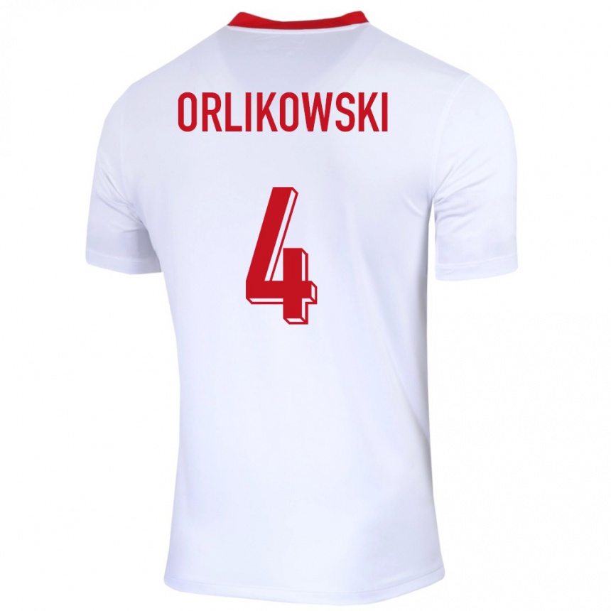 Gyermek Labdarúgás Lengyelország Igor Orlikowski #4 Fehér Hazai Jersey 24-26 Mez Póló Ing