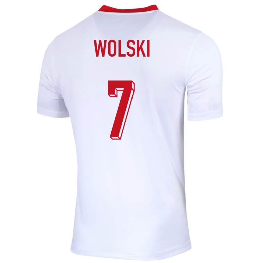 Gyermek Labdarúgás Lengyelország Filip Wolski #7 Fehér Hazai Jersey 24-26 Mez Póló Ing