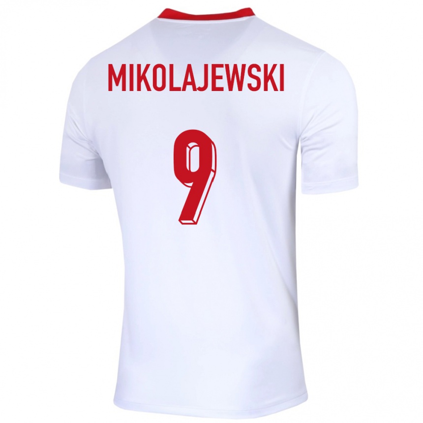 Gyermek Labdarúgás Lengyelország Daniel Mikolajewski #9 Fehér Hazai Jersey 24-26 Mez Póló Ing