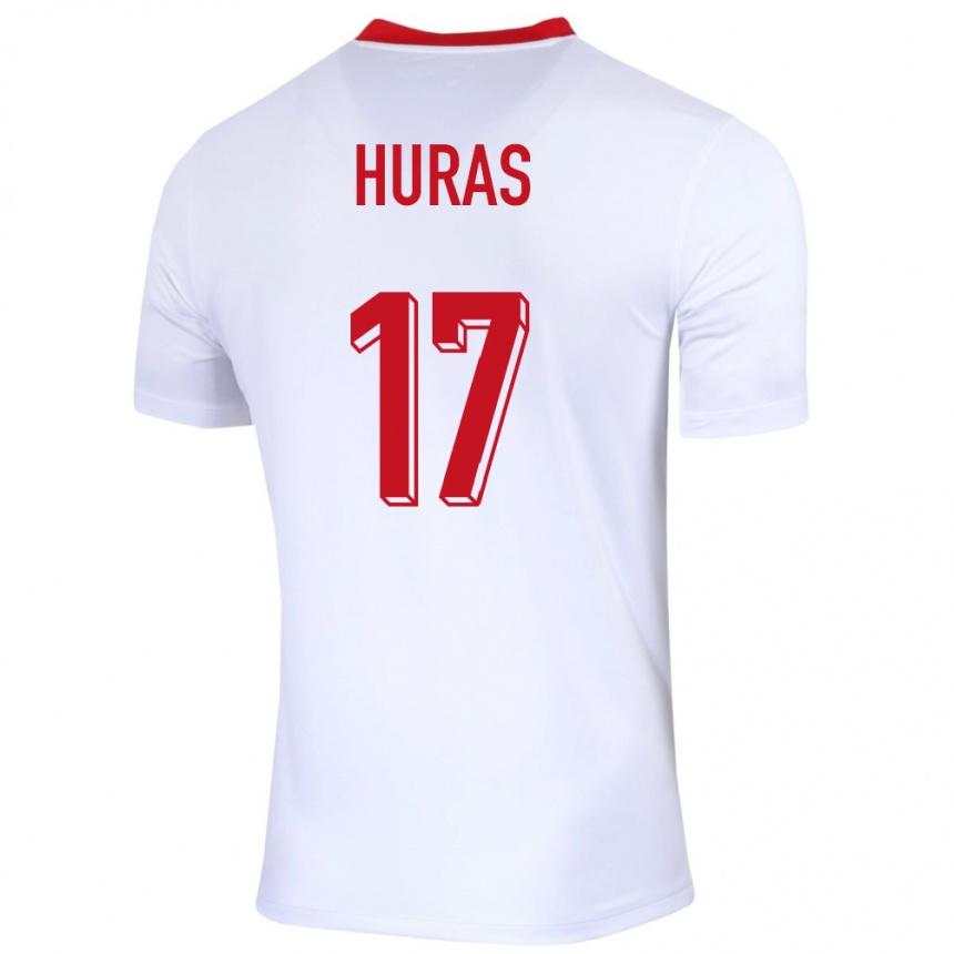 Gyermek Labdarúgás Lengyelország Mike Huras #17 Fehér Hazai Jersey 24-26 Mez Póló Ing