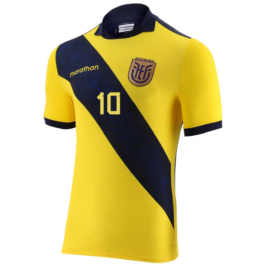 Gyermek Labdarúgás Ecuador Romario Ibarra #10 Sárga Hazai Jersey 24-26 Mez Póló Ing