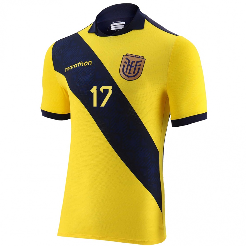 Gyermek Labdarúgás Ecuador Angelo Preciado #17 Sárga Hazai Jersey 24-26 Mez Póló Ing