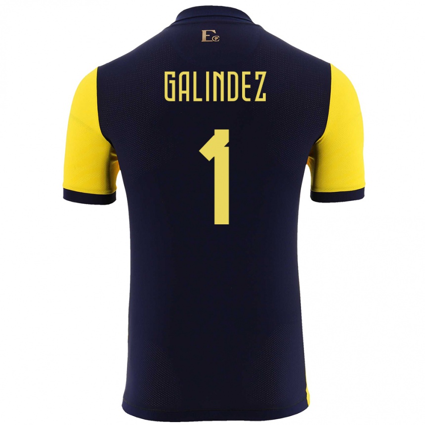 Gyermek Labdarúgás Ecuador Hernan Galindez #1 Sárga Hazai Jersey 24-26 Mez Póló Ing