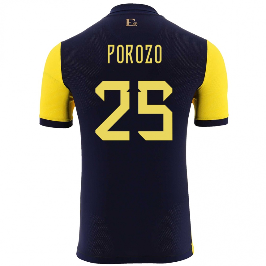 Gyermek Labdarúgás Ecuador Jackson Porozo #25 Sárga Hazai Jersey 24-26 Mez Póló Ing