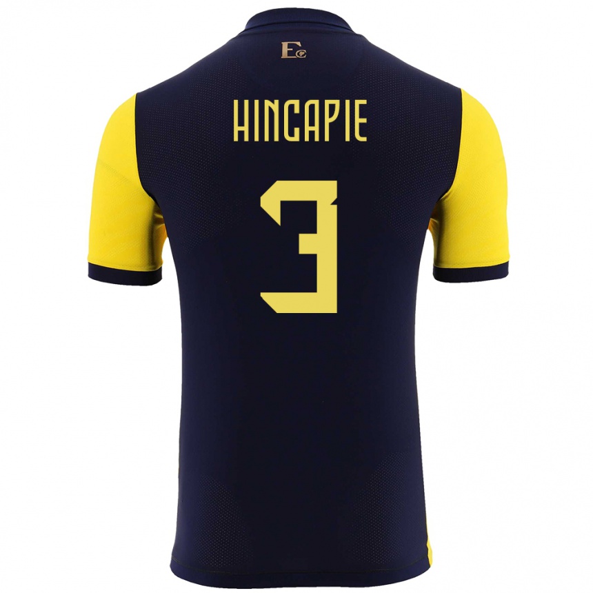 Gyermek Labdarúgás Ecuador Piero Hincapie #3 Sárga Hazai Jersey 24-26 Mez Póló Ing