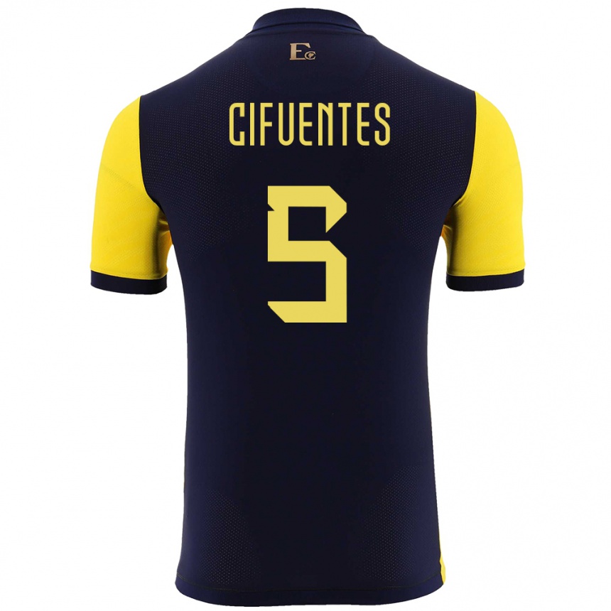 Gyermek Labdarúgás Ecuador Jose Cifuentes #5 Sárga Hazai Jersey 24-26 Mez Póló Ing