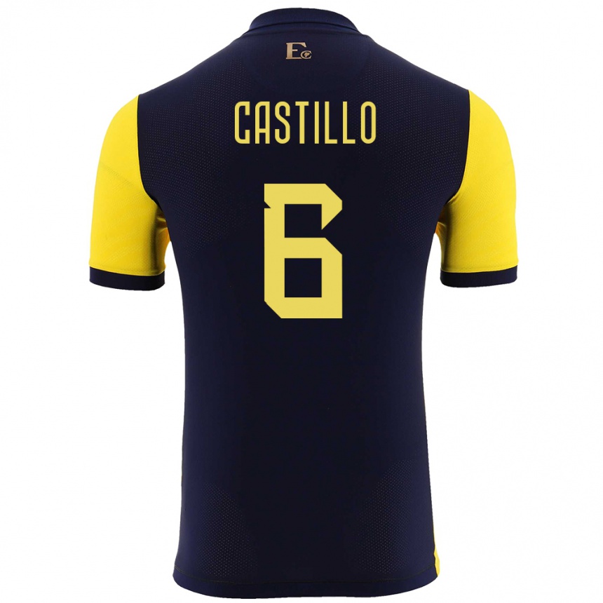 Gyermek Labdarúgás Ecuador Byron Castillo #6 Sárga Hazai Jersey 24-26 Mez Póló Ing