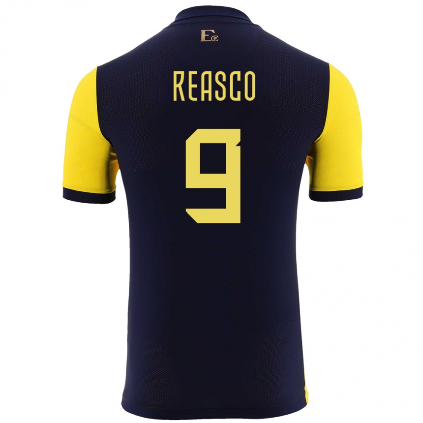 Gyermek Labdarúgás Ecuador Djorkaeff Reasco #9 Sárga Hazai Jersey 24-26 Mez Póló Ing