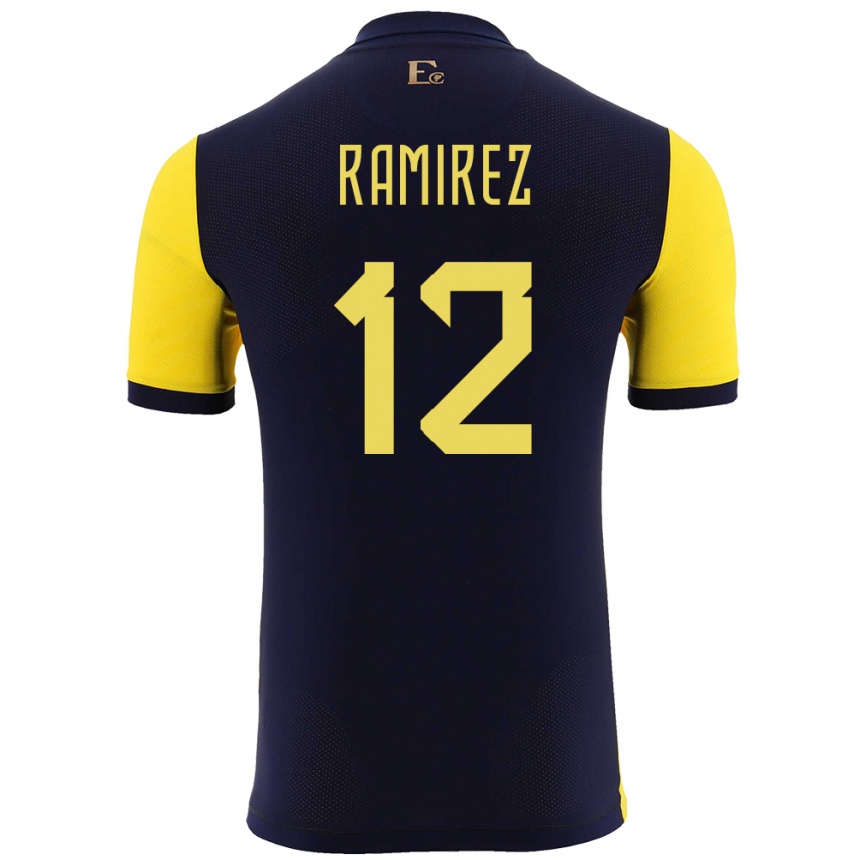 Gyermek Labdarúgás Ecuador Moises Ramirez #12 Sárga Hazai Jersey 24-26 Mez Póló Ing