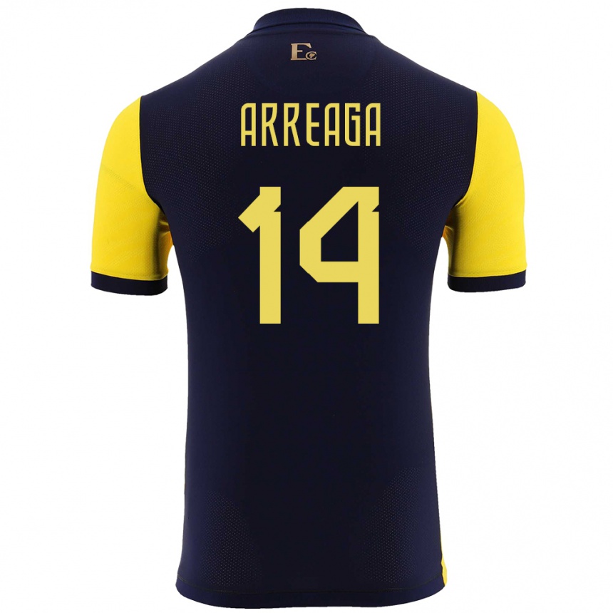 Gyermek Labdarúgás Ecuador Xavier Arreaga #14 Sárga Hazai Jersey 24-26 Mez Póló Ing