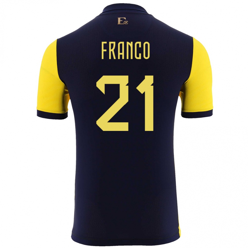 Gyermek Labdarúgás Ecuador Alan Franco #21 Sárga Hazai Jersey 24-26 Mez Póló Ing