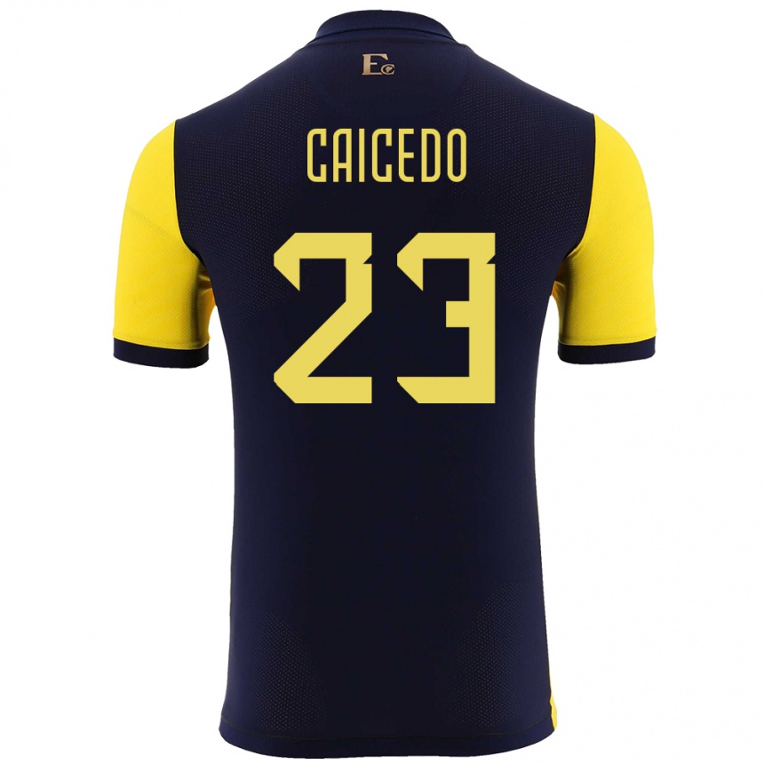 Gyermek Labdarúgás Ecuador Moises Caicedo #23 Sárga Hazai Jersey 24-26 Mez Póló Ing