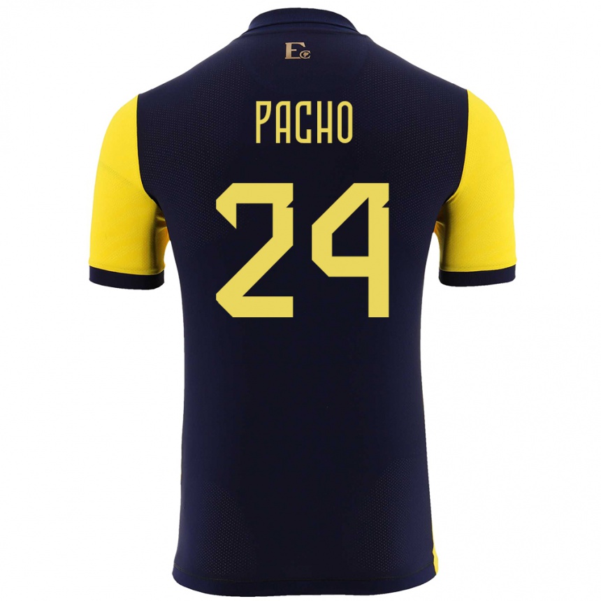 Gyermek Labdarúgás Ecuador William Pacho #24 Sárga Hazai Jersey 24-26 Mez Póló Ing